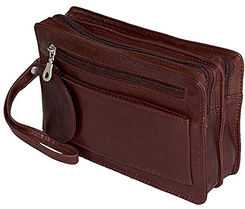 GoBago Praktische Leder Herren Handgelenktasche Herrentasche Handtasche Tasche (Braun)