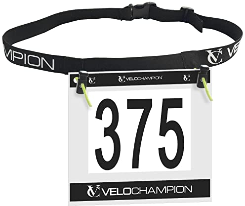 VeloChampion Running Waistpack Belt – Elastischer Stretch-Gürtel mit Clip-Verschluss für Triathlon, Marathon, Radfahren und Startnummernhalter (Erwachsene S/M, 1)