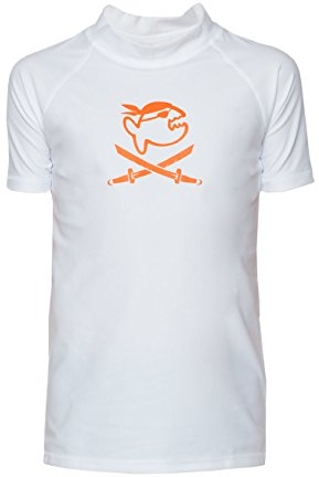iQ-UV Shirt für Kinder Kurzarm 140/146 Weiß – UV-Schutz Badeshirt für Jungen & Mädchen aus recyceltem Material– Rashguard für Kinder mit Lichtschutzfaktor LSF 300
