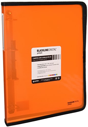 Grafoplas Blackline Series 30120552 Ring Binder Orange A4+ Polypropylene 4 Rings 25 mm