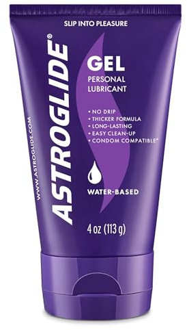 Astroglide Water Gel Based Ultra Gentle Lubricant 113 g, Stays Put with No Drip, Suitable for Men, Women and Couples, Unflavoured Lube, Glycerine Free