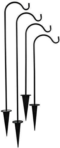 Natures Distributing Lot de 4 piquets de Jardin avec Crochets de Berger – Meilleurs piquets de pelouse pour la décoration – Suspendez des bocaux Mason et des Lampes solaires – Décoration extérieure –