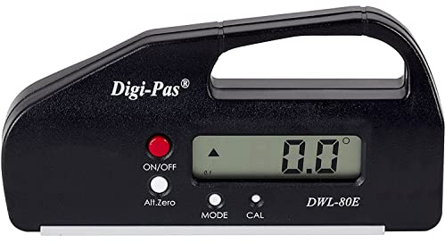 DigiPas DWL80E Pocket Size Digital Level, Electronic Angle Gauge, Protractor, Angle Finder, Bevel Gauge, 0.1°, 4 inch,Black