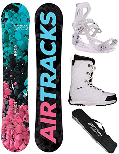 Airtracks Damen Snowboard-Set Freestyle Freeride Polygonal Hybrid Rocker 154 + Snowboard Bindung Master W + Snowboardboots Star W 40 + Sb Bag
