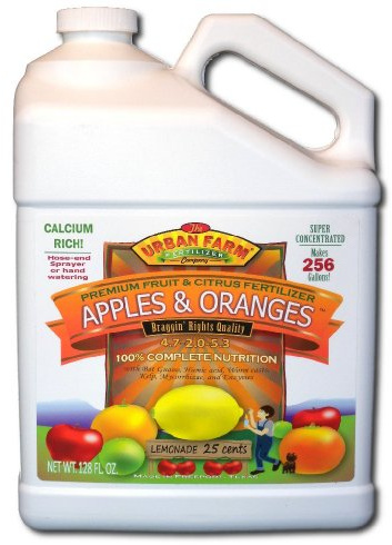 Urban Farm Fertilizers Apples & Oranges. Fruit & Citrus Fertilizer. 1 Gallon. Makes 256 gals.