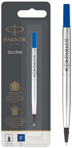 Parker Ersatzminen für Tintenroller | feine Spitze | blaue QUINK Tinte | 1 Stück