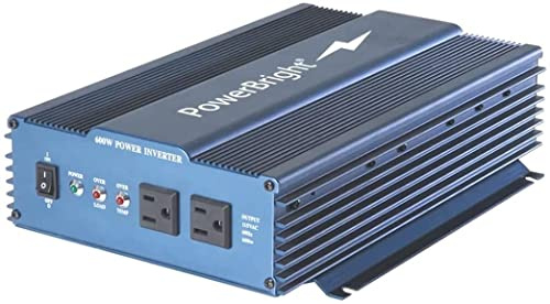 PowerBright 600 Watt Pure Sine Wave Power Inverter, 12 V DC to 120 V AC Car Inverter w/ Dual 120 Volt AC Outlets & Overload Indicator. Perfect for Camping, Emergency, Hurricane & Storm Outage