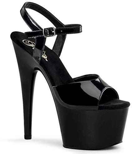 Pleaser EU-ADORE-709 ADO709/B/M, Sandali col Tacco Donna, Nero (Schwarz (Blk Pat/Blk)), 37