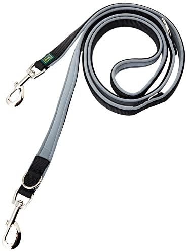 HUNTER Neopren Verstellbare Führleine für Hunde, Nylon, Neopren gepolstert, für Sport und Freizeit, 2,0/200 cm, schwarz/grau