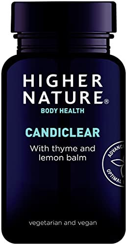 Higher Nature - Candiclear - for Digestive Health - with Caprylic Acid - Rosemary - Thyme & Lemon Balm - Vegetarian & Vegan - 90 Capsules