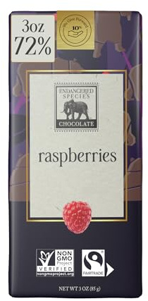 Endangered Species Chocolate The Grizzly Bar; Dark Chocolate & Raspberries 85 gm