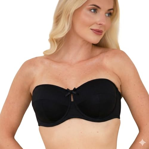 CAMILLE Soutien-Gorge sans Bretelles Multiway pour Femme, Zwart, 90F
