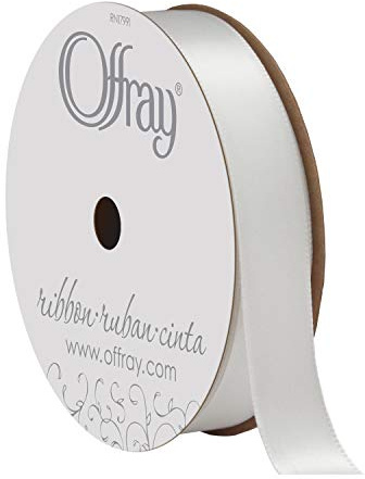 Berwick 061152 5/8 Wide Single Face Satin Ribbon, White, 6 Yds