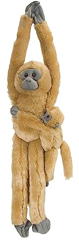 Wild Republic Hanging Monkey with Baby Langur Commun, Animal en Peluche, Peluche 50 cm, Cadeau de Baby Shower, Jouet Écologique, Rembourrage Fabriqué à Partir de Bouteilles d’Eau Recyclées