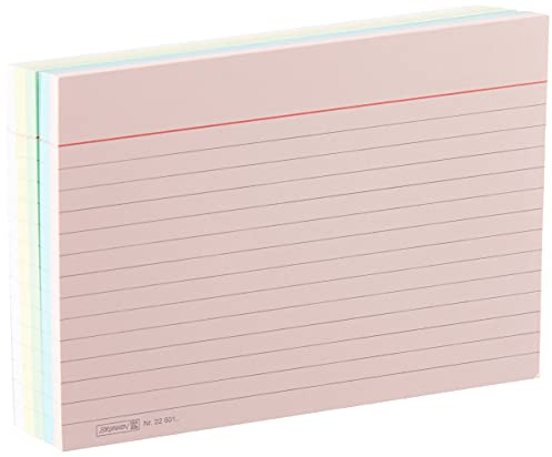 Brunnen 102260195 Lot de 100 cartes, au format A6, lignées, emballées sous vide, assorties