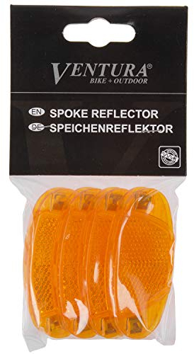 Ventura Unisex – Erwachsene Speichenreflektor Set, 4 Stück, mit deutschem Prüfzeichen, orange
