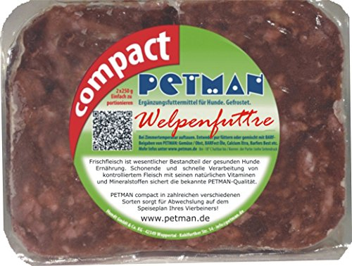 Petman compact Welpenfutter, 22 x 500g-Beutel, Tiefkühlfutter, gesunde, natürliche Ernährung für Hunde, Hundefutter, Barf, B.A.R.F.