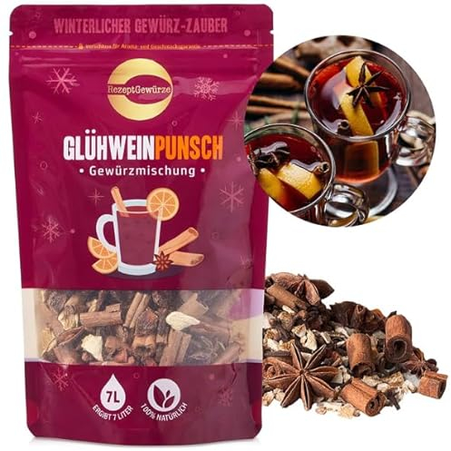 Punsch und Glühwein Gewürzmischung – Köstliches Glühweingewürz für Glühpunsch, Kinderpunsch und Apfelpunsch: Gewürz ohne Zucker, alkoholfrei, vegan – 100g Beutel