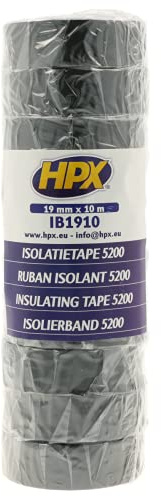 HPX IB1910 PVC isoleringsband, 19 mm x 10 m, svart