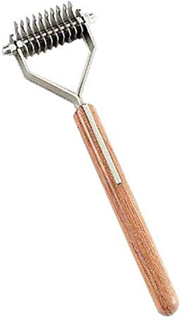 Mars Coat King De-Matting Undercoat Grooming Rake Stripper Tool for Dogs and Cats, Stainless Steel with Wooden Handle for Thick Coats, 10-Blade Stripper for Groomers, Pet Owners