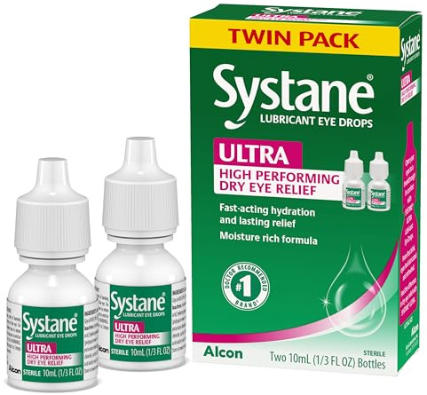 Systane Ultra Lubricant Eye Drops, Artificial Tears for Dry Eye, Twin Pack, 10-mL Each