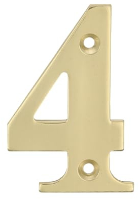 Amig - Numéro en laiton poli | Idéal pour l'intérieur et l'extérieur | Résistant aux agents environnementaux | Charnière Décorative, N° 4, Taille Unique