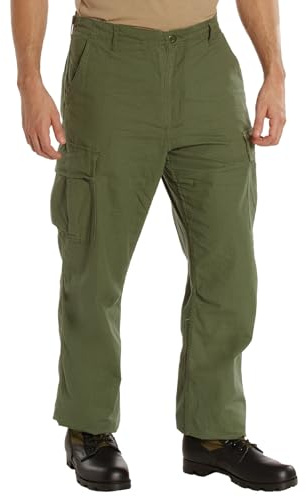 Rothco Vintage Vietnam Rip-Stop Fatigue Pants – Mens BDU Lightweight Utility Cargos, Olive Drab, S