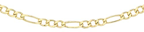 Carissima Unisex 9ct Yellow Gold Hollow 2 mm Figaro Chain Necklace of Length 51 cm/20 Inch