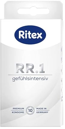 Ritex Kondome RR.1 – Gefühlsintensive Kondome 10 Stück für intensives Empfinden, Kondome mit Gleitfilm & seidenzarter Oberfläche – Kondome vegan, dermatologisch getestet, Made in Germany