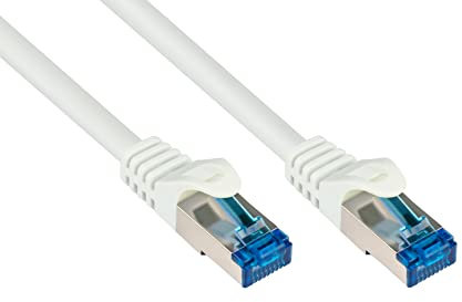 Good Connections Cat.6A Ethernet LAN Patchkabel mit Rastnasenschutz RNS, S/FTP, PiMF, halogenfrei, 500MHz, OFC, 10-Gigabit-fähig (10/100/1000/10000-Base-T Ethernet Netzwerke) - z.B. für Patchpanel, Switch, Router, Modem - weiß, 40m