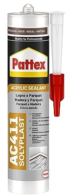 Pattex Sigillante Multiuso Acrilico AC411, Silicone per Legno, Ottimo per Sigillatura di Legno, Parquet, Armadi, Infissi, Zoccolini, Verniciabile, Colore Noce, Cartuccia da 300 ml