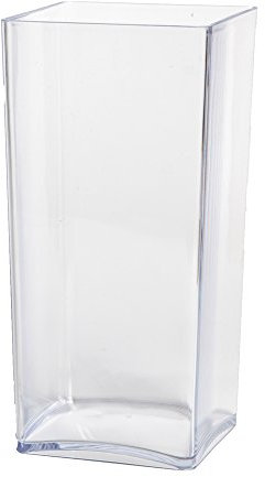 Transparente Acryl Vase, rechteckig, beständig, leicht, Kunststoff, 25 cm hoch