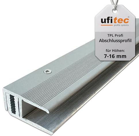 ufitec Profilsystem för parkett- och laminatgolv – för belägghöjder från 7 – 16 mm – många färger finns (slutprofil, silver, 90 cm längd)