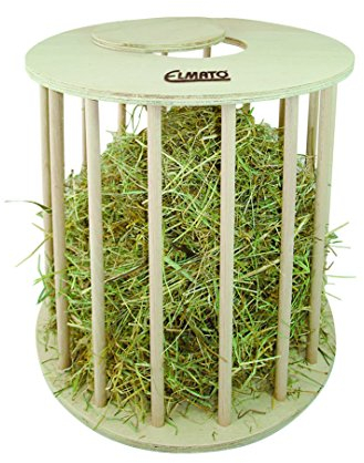 Elmato 12809 Heutrommel XL 30 cm Futterspender mit Buchenholzstäben