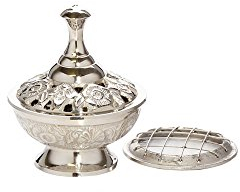 NKlaus ciotola per incenso argento bruciatore d'incenso fatto a mano con griglia per incenso decorazione piccola 1530