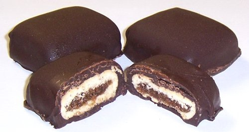 Scott's Cakes Dark Chocolate Covered Fig Cookies in a 1 Pound Black & White Confetti Bag
