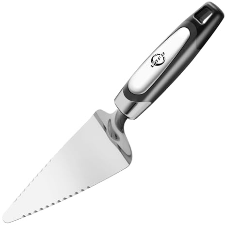 VOFO Stainless Steel Pie Server and Cake Slice, Double-Sided Serrated Edge, Rust-Resistant and Dishwasher Safe Cutlery for Desserts, Pizza, Tart,Black