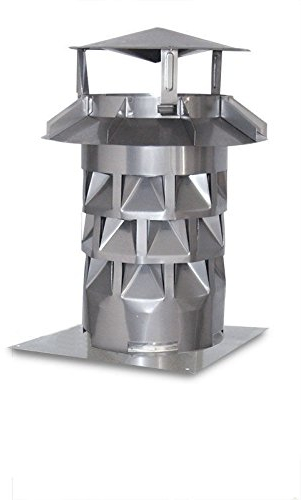 Nischenmarkt Schornsteinhaube/Kaminabdeckung/Schornsteinabdeckung Windkat V2A DN 130 mit Grundplatte + Silikon