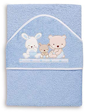 Interbaby Asciugamano con cappuccio per neonato LOVE in blu - 560 g