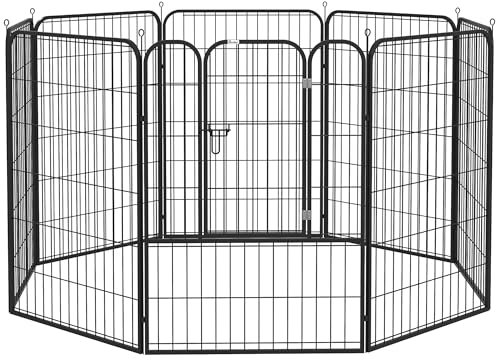 Pawhut Heavy Duty Dog Pet Puppy Metal Playpen Play Pen Rabbit Pig Hutch Run Enclosure Foldable Black 80 x 100 (Large)