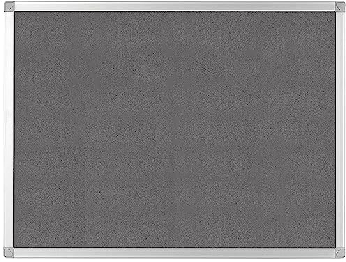 Q Connect Filz-Pinnwand/Anschlagtafel, 1200 x 900 mm, mit Aluminiumrahmen, Grau, grau, 1200 x 900 mm