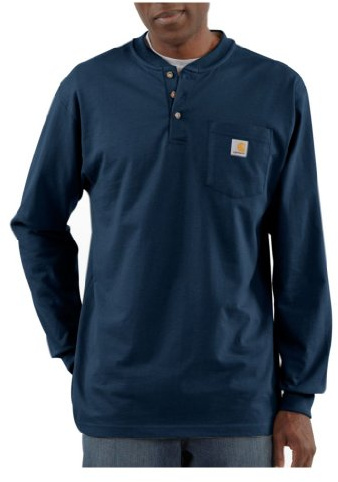 Carhartt Men's Dearborn Loose LS Henley T-Shirt, Navy, Large