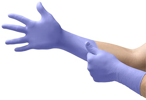 Ansell Microflex 93-853 Guantes de Examen de Nitrilo, Para Limpieza, Aplicaciones Industriales y Sanitarias, Violeta, Tamaño S (50 Piezas)