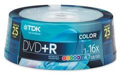 TDK DVD+R Color 25 pack Spindle