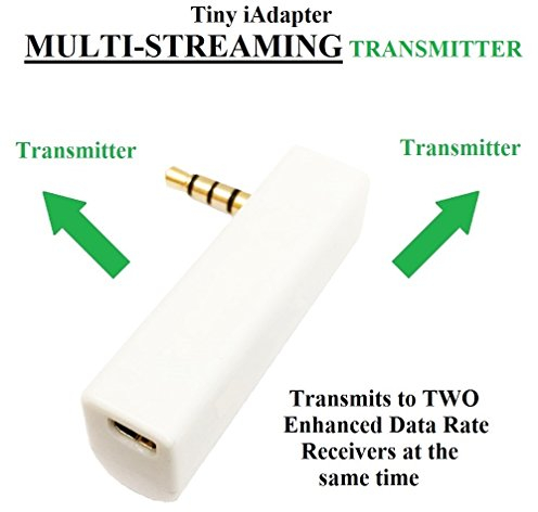 KOKKIA iSPLITTER (weiß) : iAdapter 3,5mm Winzige Multi-Streaming Bluetooth-Stereo-Sende-Splitter. Funktioniert Allen Musikgeräten mit 3.5mm Audioanschlüssen.