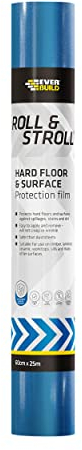 Everbuild Roll & Stroll Hard Surface Protector – Self-Adhesive – Totally Waterproof – Transparent Blue – 600mm x 25m