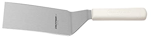 Dexter Russell S286-6PCP Hamburger Turner, 6 x 3 Stainless Steel Square End Blade, Solid, Stiff, Offset Design, Textured White Polypropylene Handle, Made in USA, Durable Cooking Grill Spatula