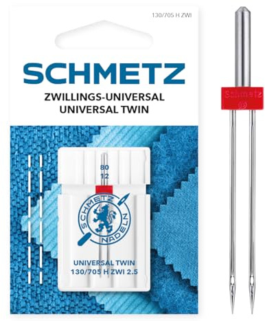 SCHMETZ | 1 Ago per macchina da cucire | Universale gemello | 130/705 H ZWI 2.5 | Spessore 2.5/80