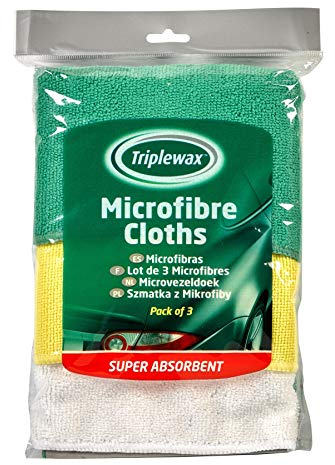 Triplewax Chiffons de Voiture en Microfibre Super absorbants (Paquet de 3)