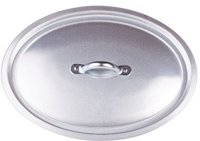 Pentole Agnelli ALMA129OV40 Alluminio Professionale da 3 mm. Coperchio Ovale con Ponte in Acciaio, Diametro 40 Cm, Argento